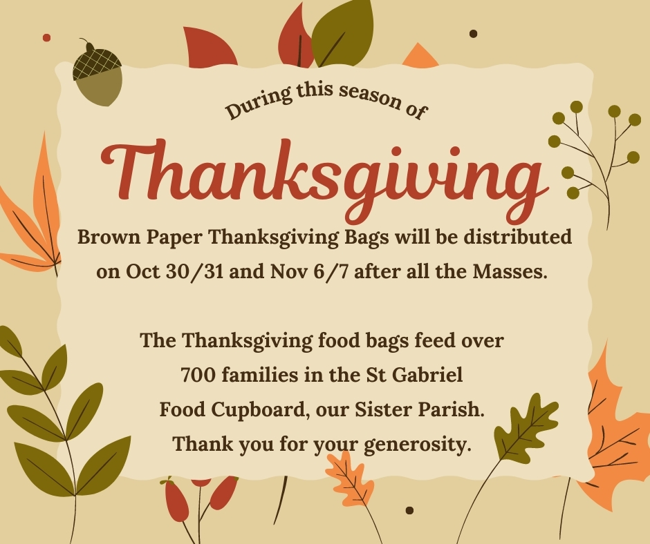 Thanksgiving donation bags – St Norbert Parish