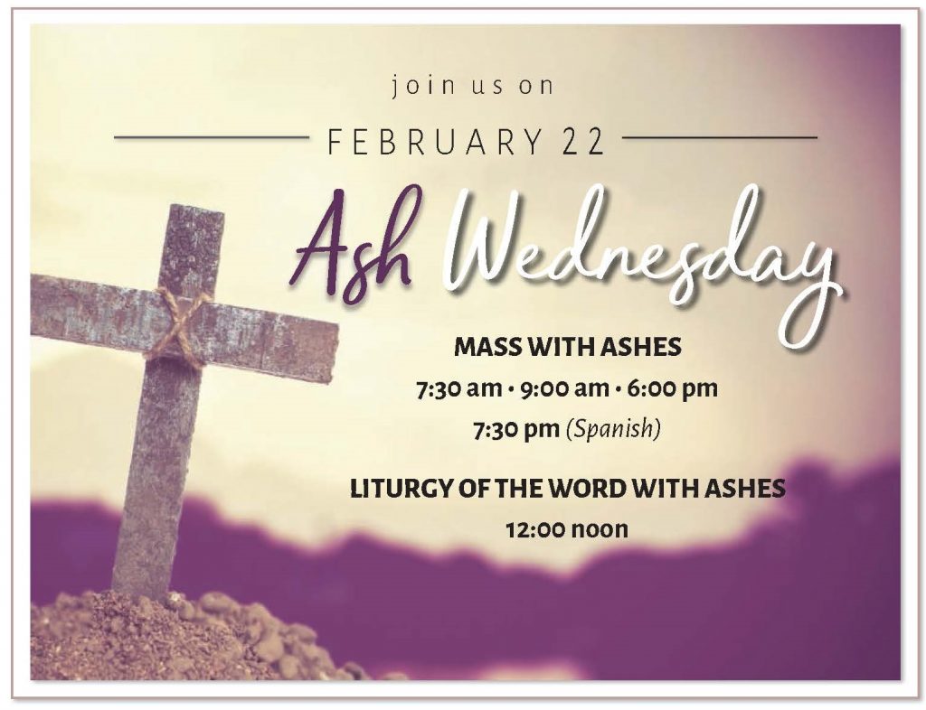Ash Wednesday – Feb 22, 2023 – St Norbert Parish
